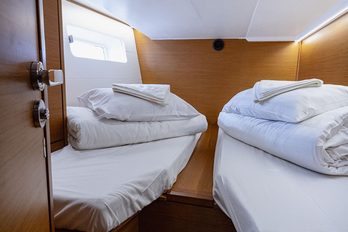 Cabin on Il Gatto, a Jeanneau 54 sailboat at Grad Kaštela, Croatia