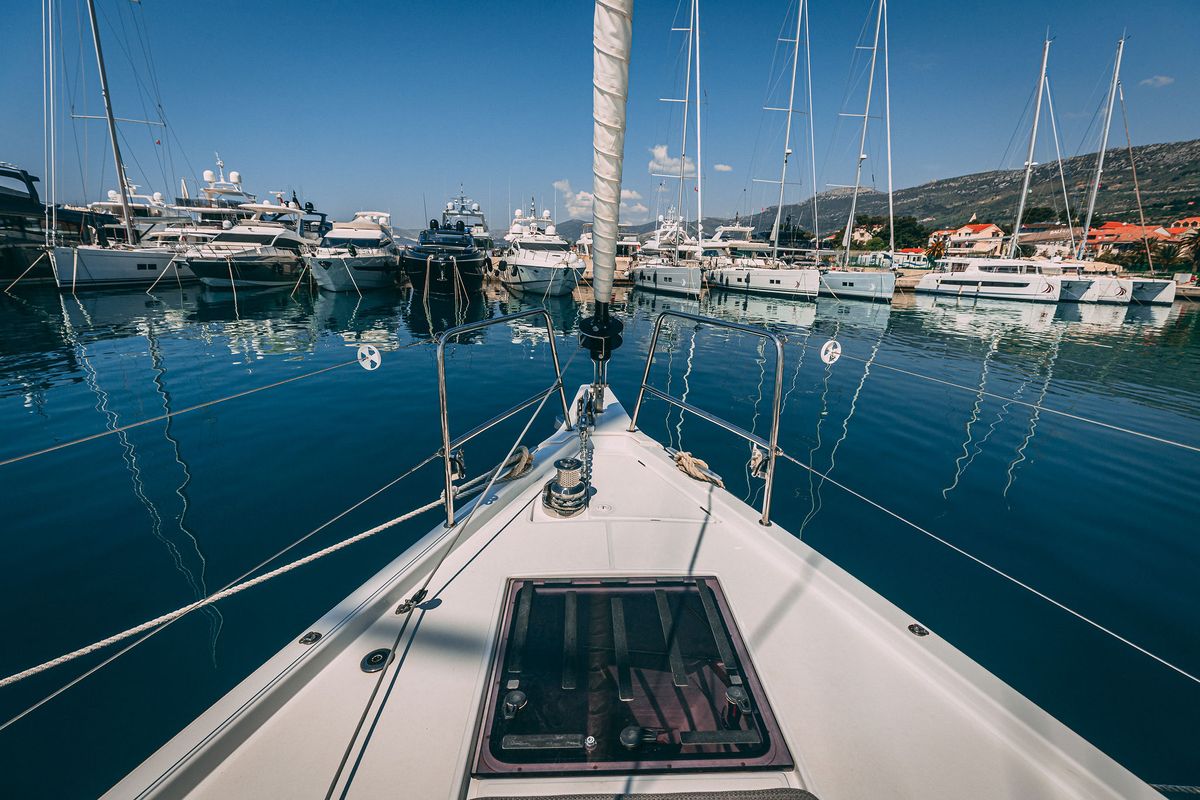 Exterior view of Il Gatto, a Jeanneau 54 sailboat at Grad Kaštela, Croatia