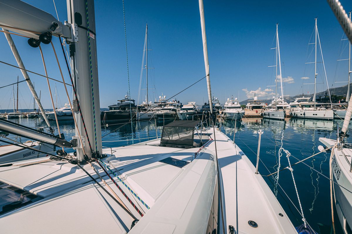 Exterior view of Il Gatto, a Jeanneau 54 sailboat at Grad Kaštela, Croatia