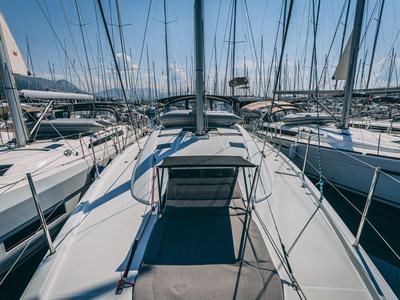 Deck of Il Gatto, a Jeanneau 54 sailboat at Grad Kaštela, Croatia
