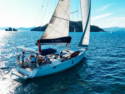 Taurus, a Hanse Yachts Hanse 445 sailboat at Fethiye, Turkey