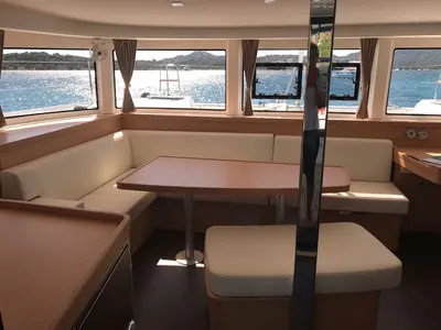 Salon of Copernicus, a Lagoon 42 catamaran at Rodney Bay, Saint Lucia