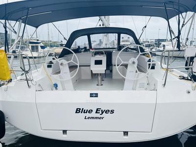 Cockpit of Blue Eyes, a Bavaria C42 sailboat at Palma de Mallorca, Spain