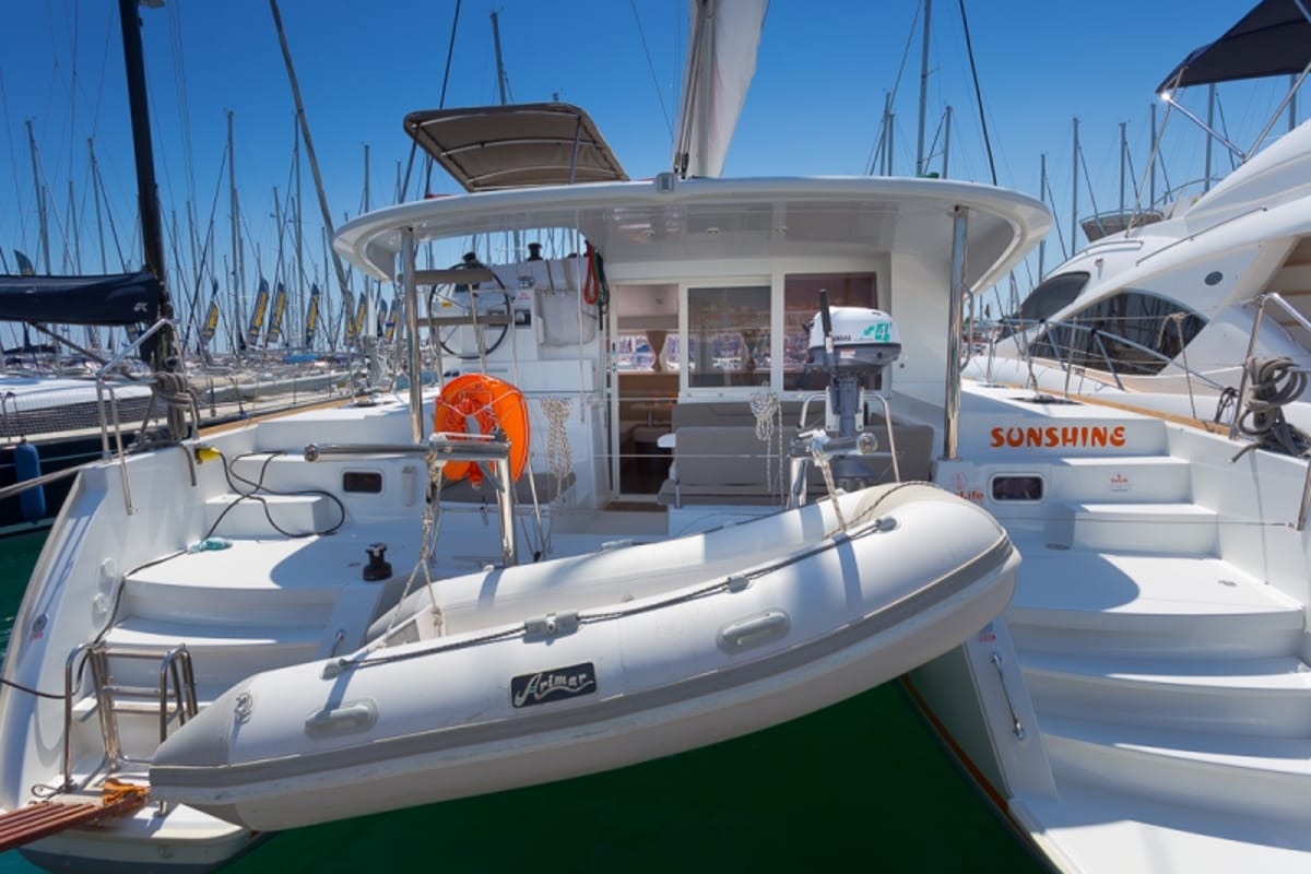 Exterior view of Sunshine, a Lagoon 400 S2 catamaran at Split, Croatia