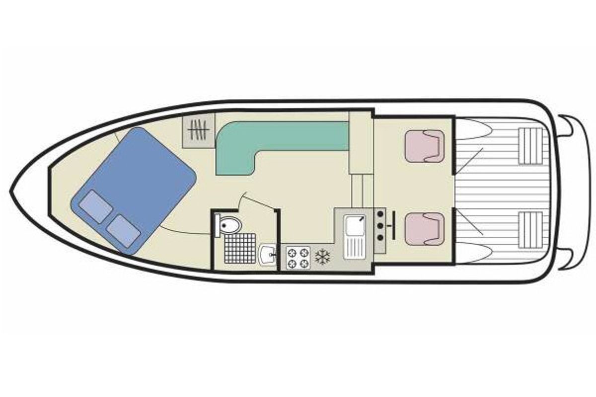 Floor plan of Capri WHS - Budget 1, a Cygnet Capri WHS motorboat at Laggan, United Kingdom