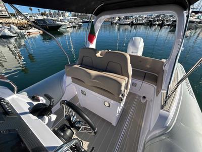 Cockpit of Just Explorer, a Gulet Italboats Stingher 22GT motorboat at Lagos, Portugal