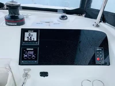 Cockpit of Ubah, a Lagoon 40 catamaran at Eden Island Marina, Seychelles