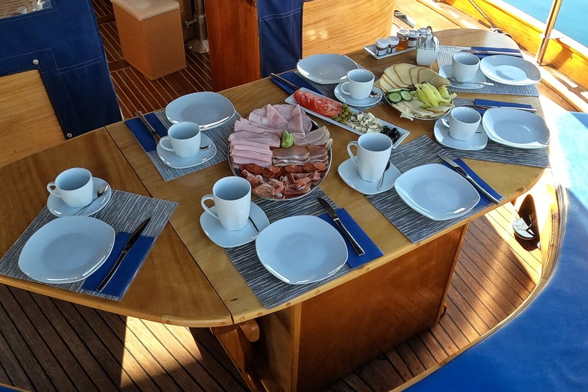 Deck of Larus, a Custom Made Larus yacht at Pirovac, Croatia
