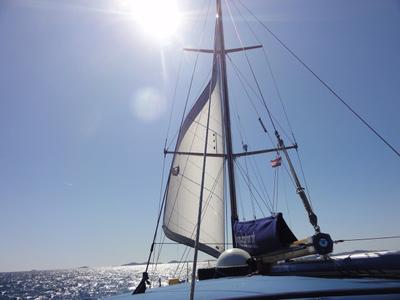 Deck of Larus, a Custom Made Larus yacht at Pirovac, Croatia
