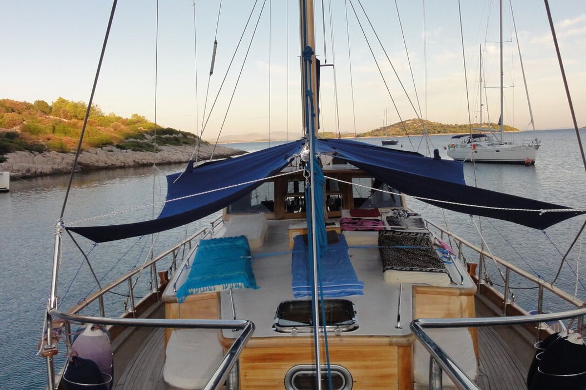 Deck of Larus, a Custom Made Larus yacht at Pirovac, Croatia