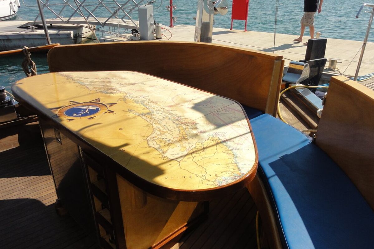 Deck of Larus, a Custom Made Larus yacht at Pirovac, Croatia