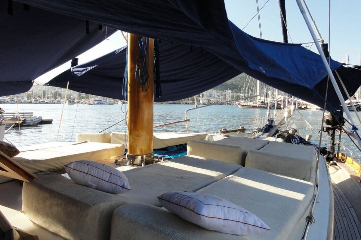 Deck of Larus, a Custom Made Larus yacht at Pirovac, Croatia