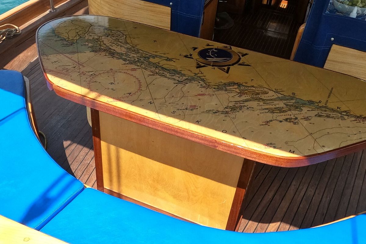 Deck of Larus, a Custom Made Larus yacht at Pirovac, Croatia