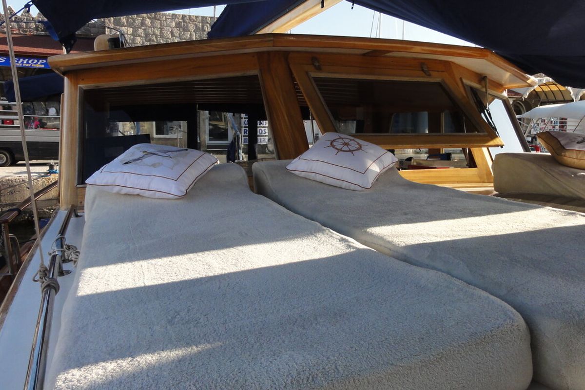 Deck of Larus, a Custom Made Larus yacht at Pirovac, Croatia