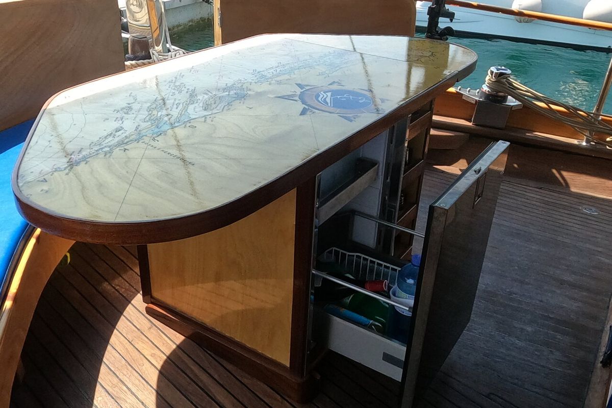 Deck of Larus, a Custom Made Larus yacht at Pirovac, Croatia