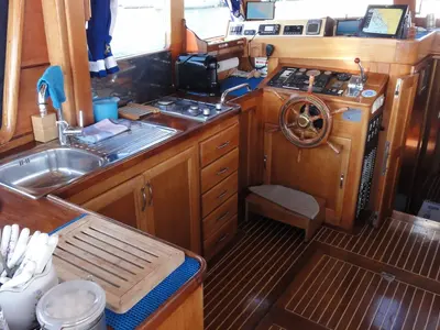 Cockpit of Larus, a Custom Made Larus yacht at Pirovac, Croatia