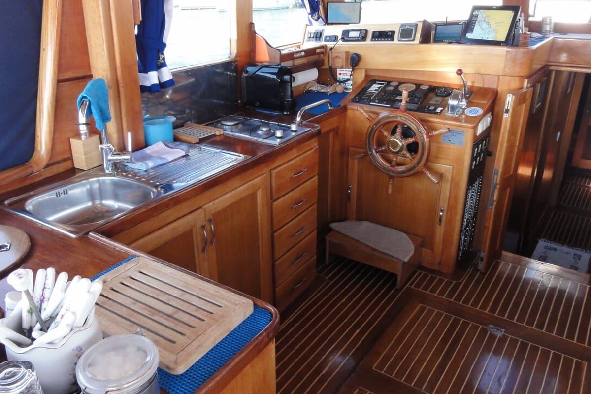 Cockpit of Larus, a Custom Made Larus yacht at Pirovac, Croatia