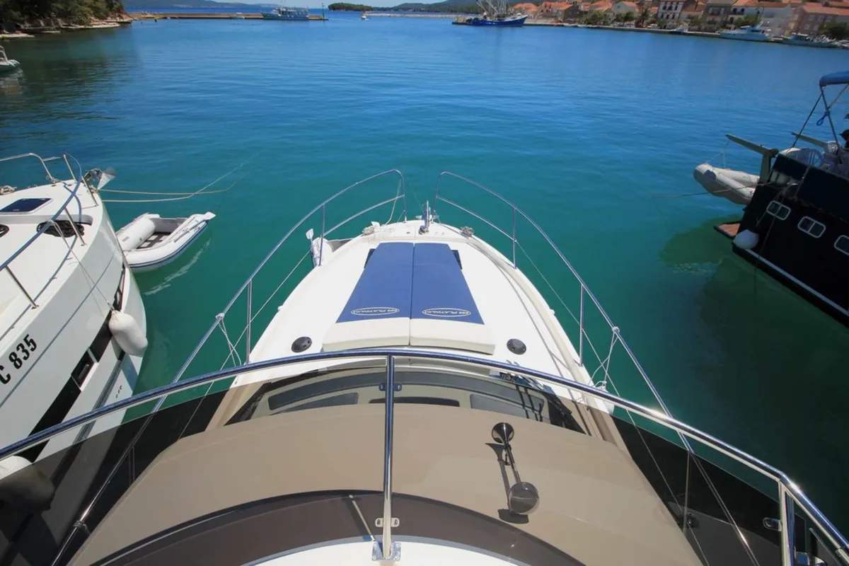 Deck of Sabina, a Delphia Yachts Platinum 989 Fly yacht at Kukljica, Croatia