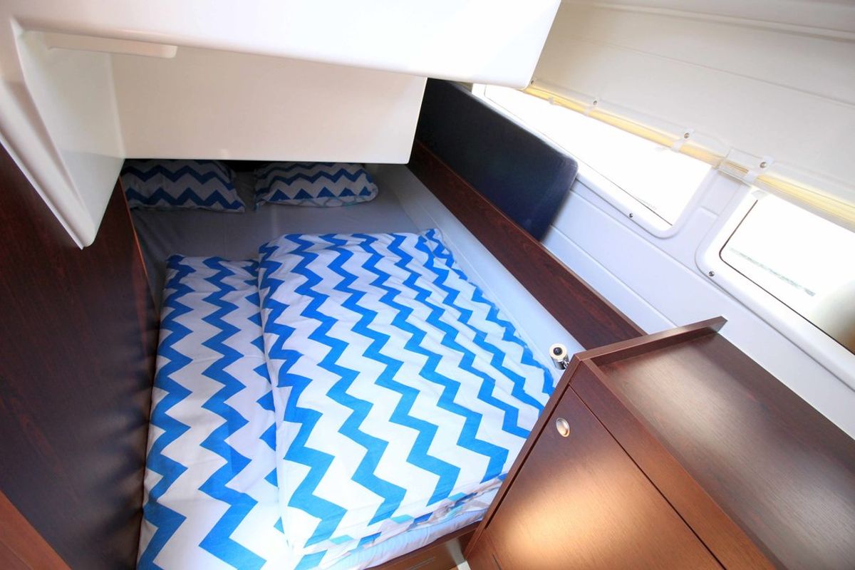Cabin on Sabina, a Delphia Yachts Platinum 989 Fly yacht at Kukljica, Croatia