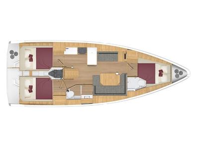 Floor plan of Alfonso, a Bavaria C38 sailboat at Municipal Unit of Lefkada, Greece