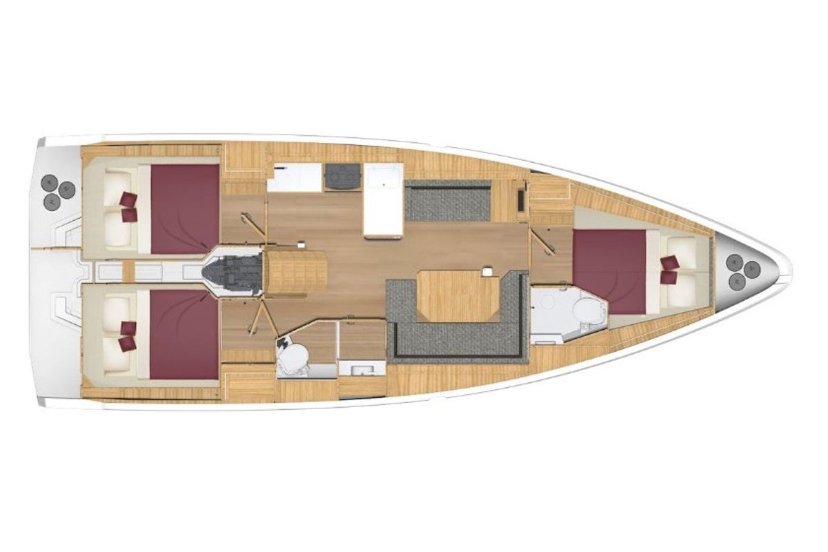 Floor plan of Alfonso, a Bavaria C38 sailboat at Municipal Unit of Lefkada, Greece