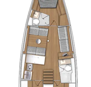 Floor plan of Maggie, a Beneteau First 44 sailboat at Punat, Croatia
