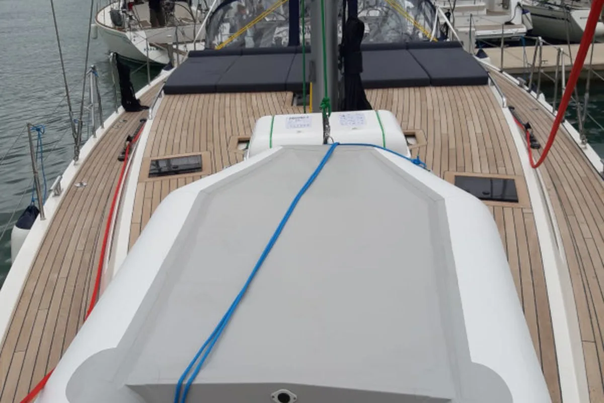 Deck of Prestige, a D&D Kufner 50 sailboat at Grad Trogir, Croatia