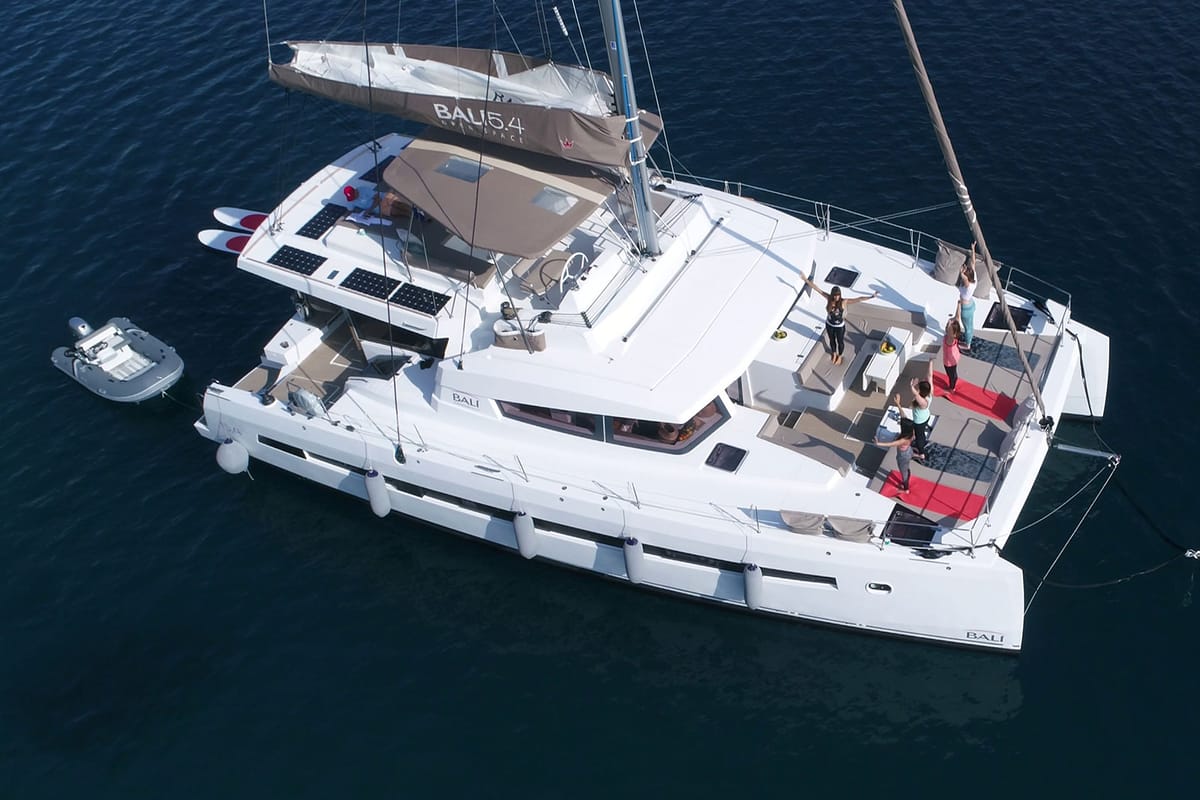 Exterior view of Namaste Of Bali, a Bali 5.4 catamaran at Grad Kaštela, Croatia