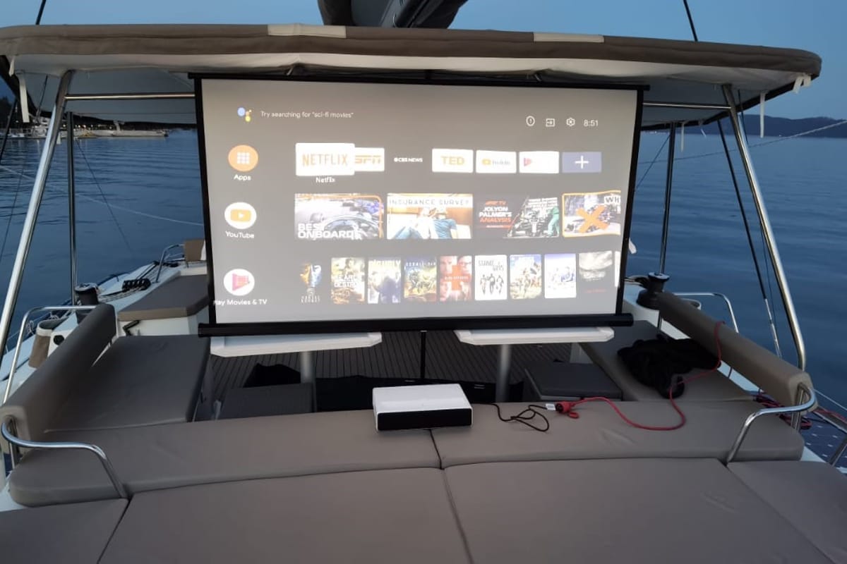 Deck of Namaste Of Bali, a Bali 5.4 catamaran at Grad Kaštela, Croatia
