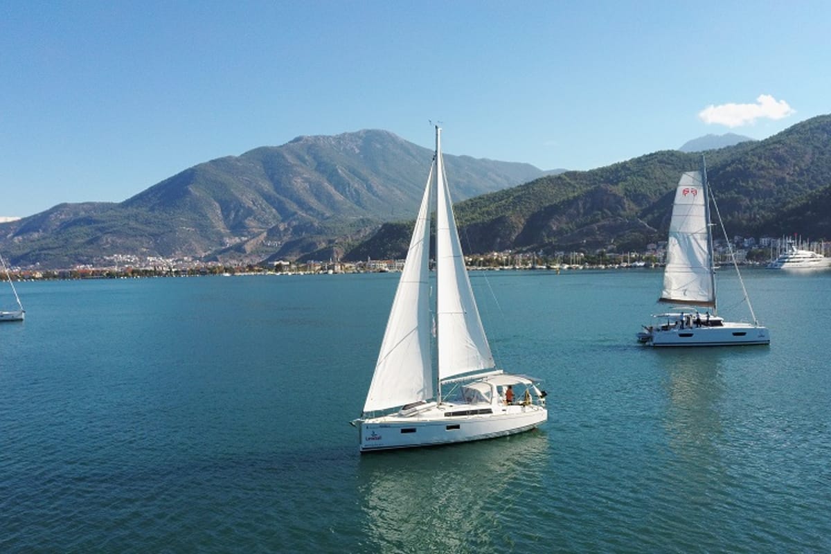 Exterior view of Rosa Bella, a Beneteau Oceanis 38.1 sailboat at Fethiye, Turkey