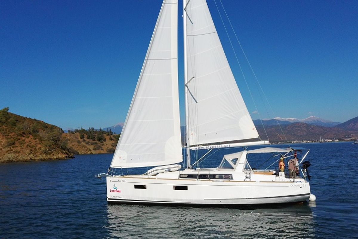 Exterior view of Rosa Bella, a Beneteau Oceanis 38.1 sailboat at Fethiye, Turkey