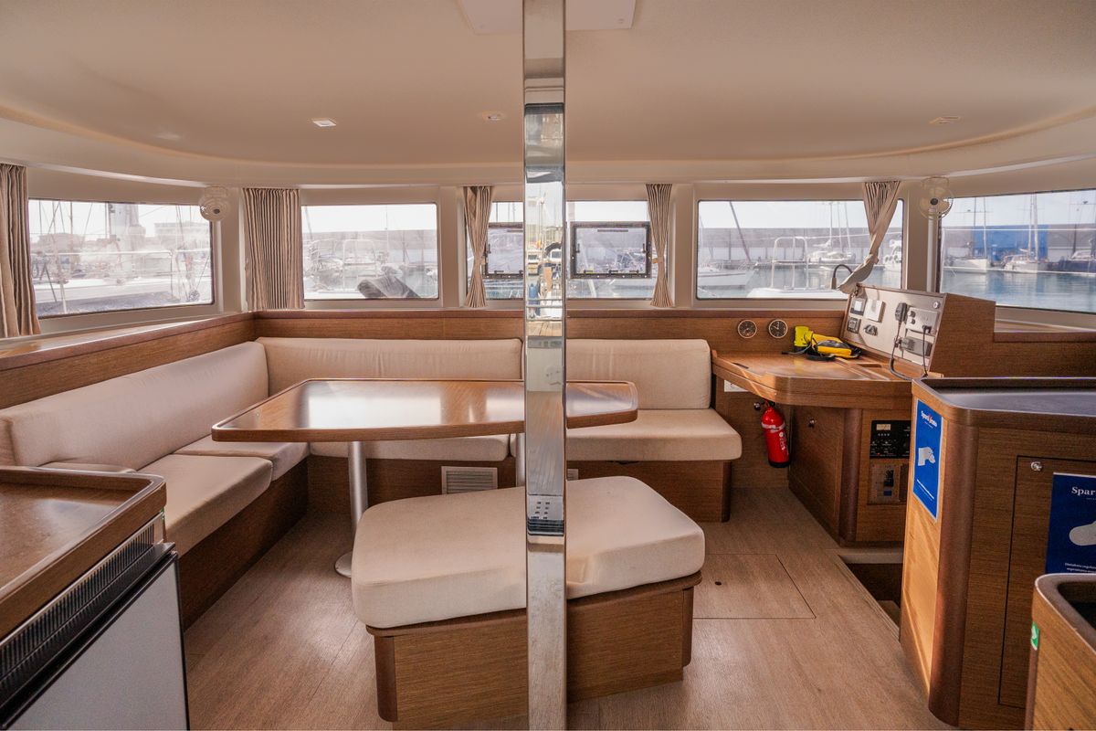 Salon of Gelsomino, a Lagoon 42 catamaran at Rosignano Solvay, Italy