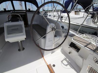 Cockpit of Rebecca, a Bavaria Cruiser 41 sailboat at Općina Sukošan, Croatia