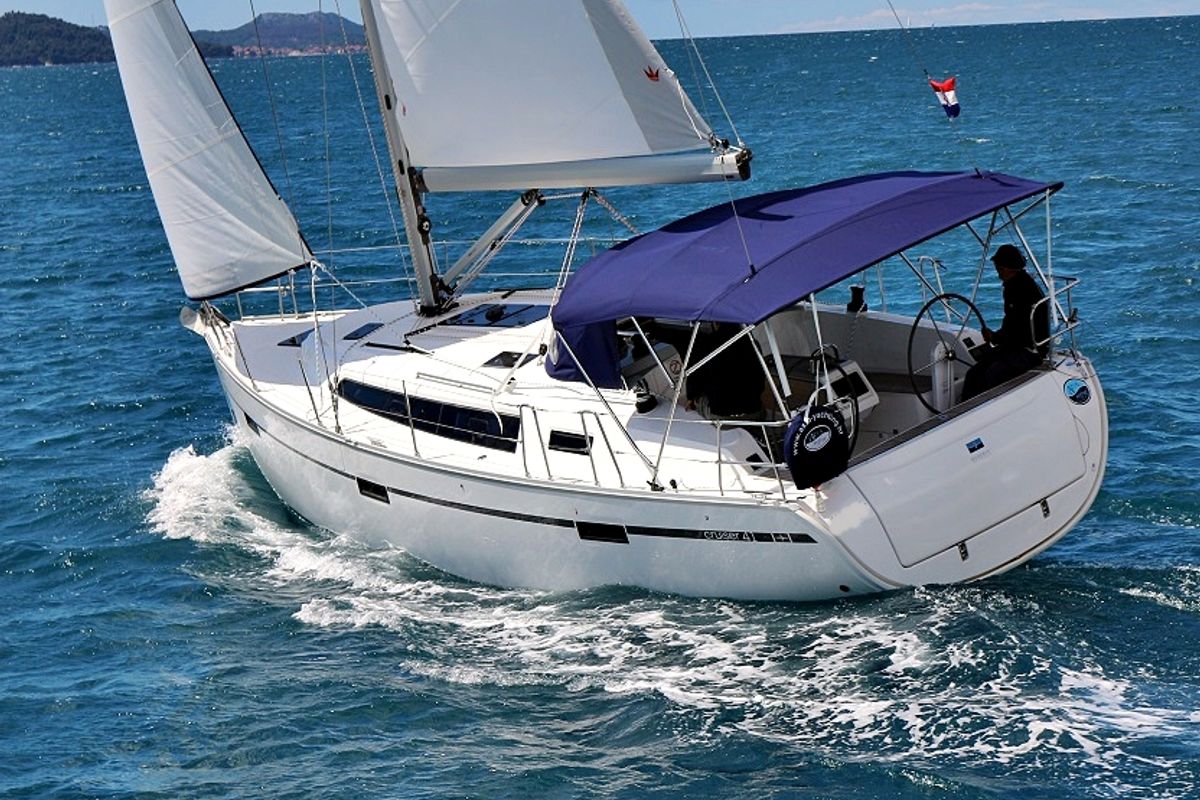 Exterior view of Rebecca, a Bavaria Cruiser 41 sailboat at Općina Sukošan, Croatia