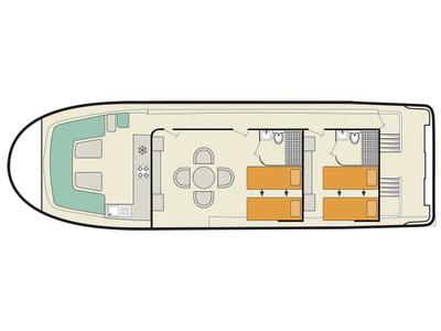 Floor plan of Vision 2, a Cygnet Vision 2 motorboat at Castelnaudary, France