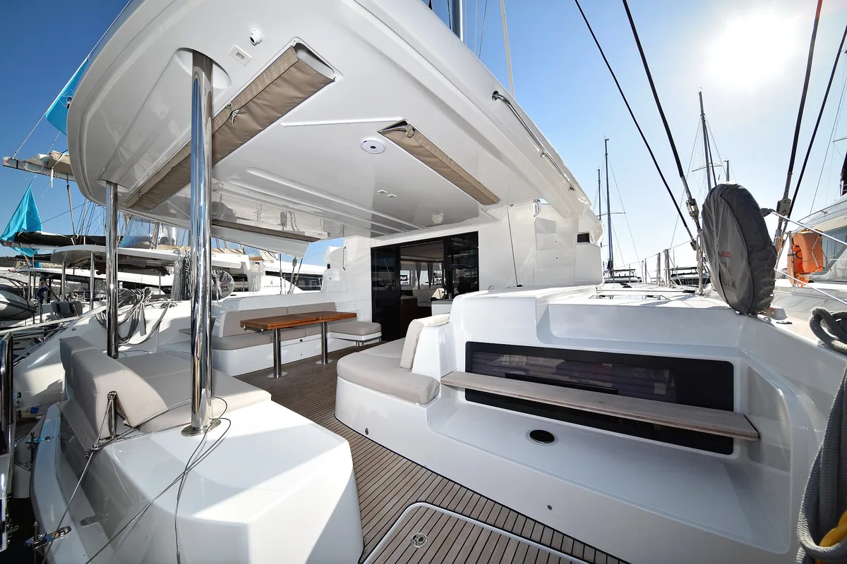 Deck of Shadow, a Lagoon 50 catamaran at Općina Sukošan, Croatia