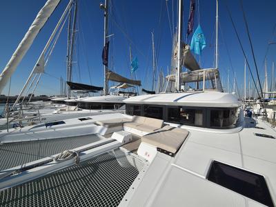 Deck of Shadow, a Lagoon 50 catamaran at Općina Sukošan, Croatia