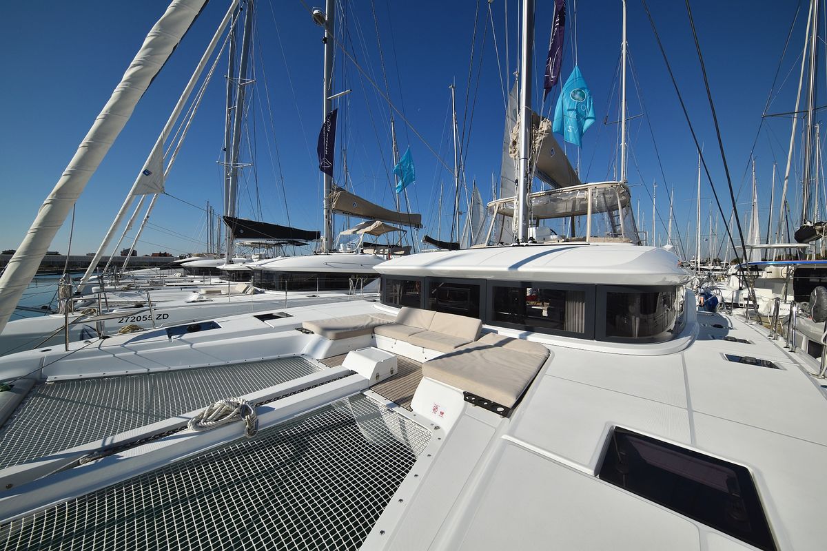 Deck of Shadow, a Lagoon 50 catamaran at Općina Sukošan, Croatia