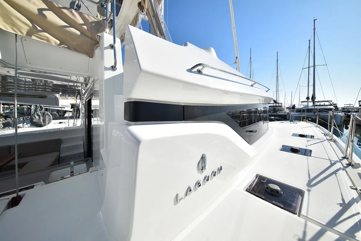 Exterior view of Shadow, a Lagoon 50 catamaran at Općina Sukošan, Croatia