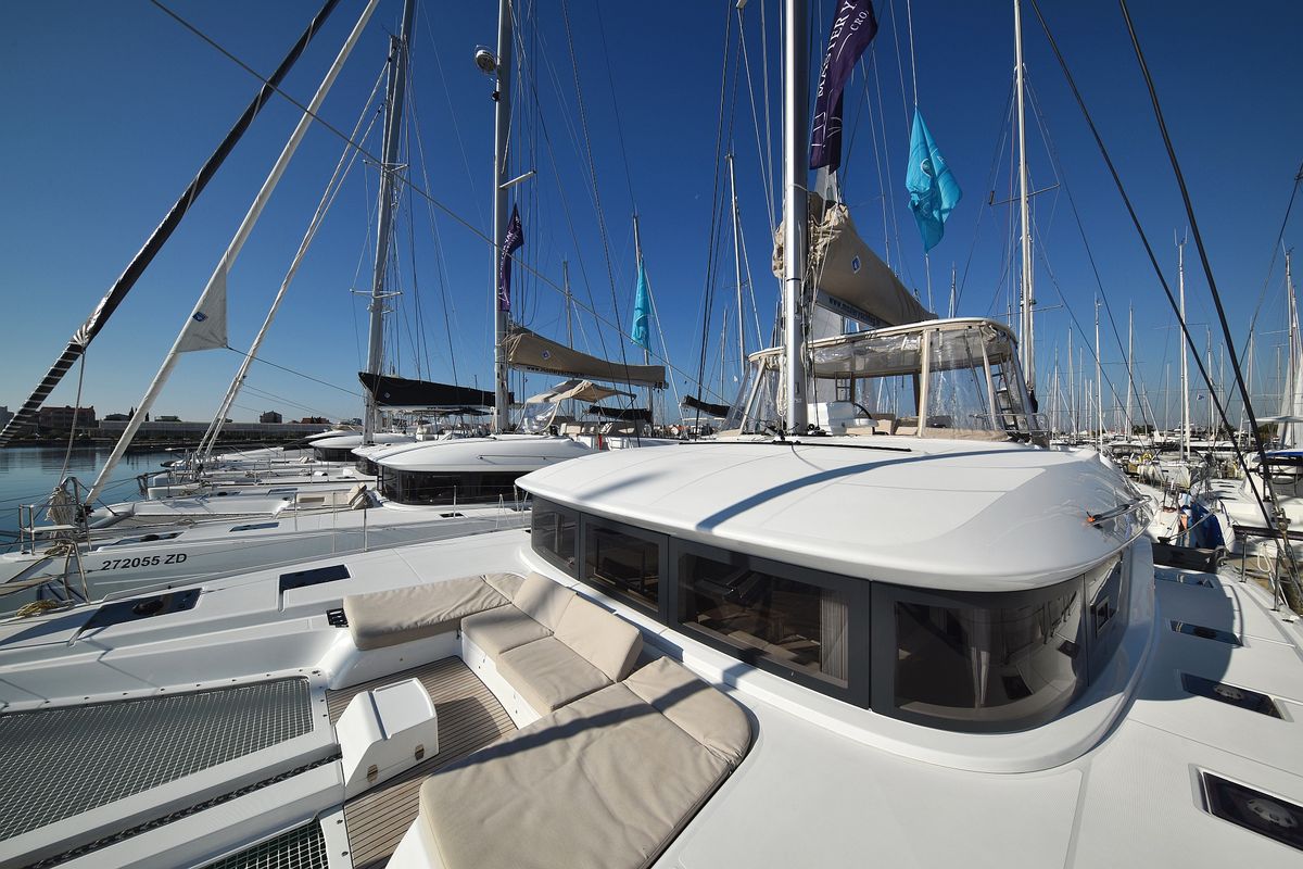 Deck of Shadow, a Lagoon 50 catamaran at Općina Sukošan, Croatia