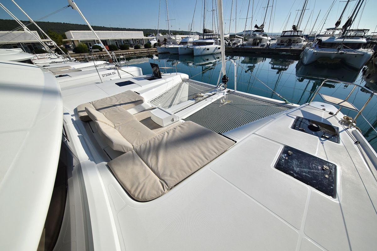 Deck of Shadow, a Lagoon 50 catamaran at Općina Sukošan, Croatia