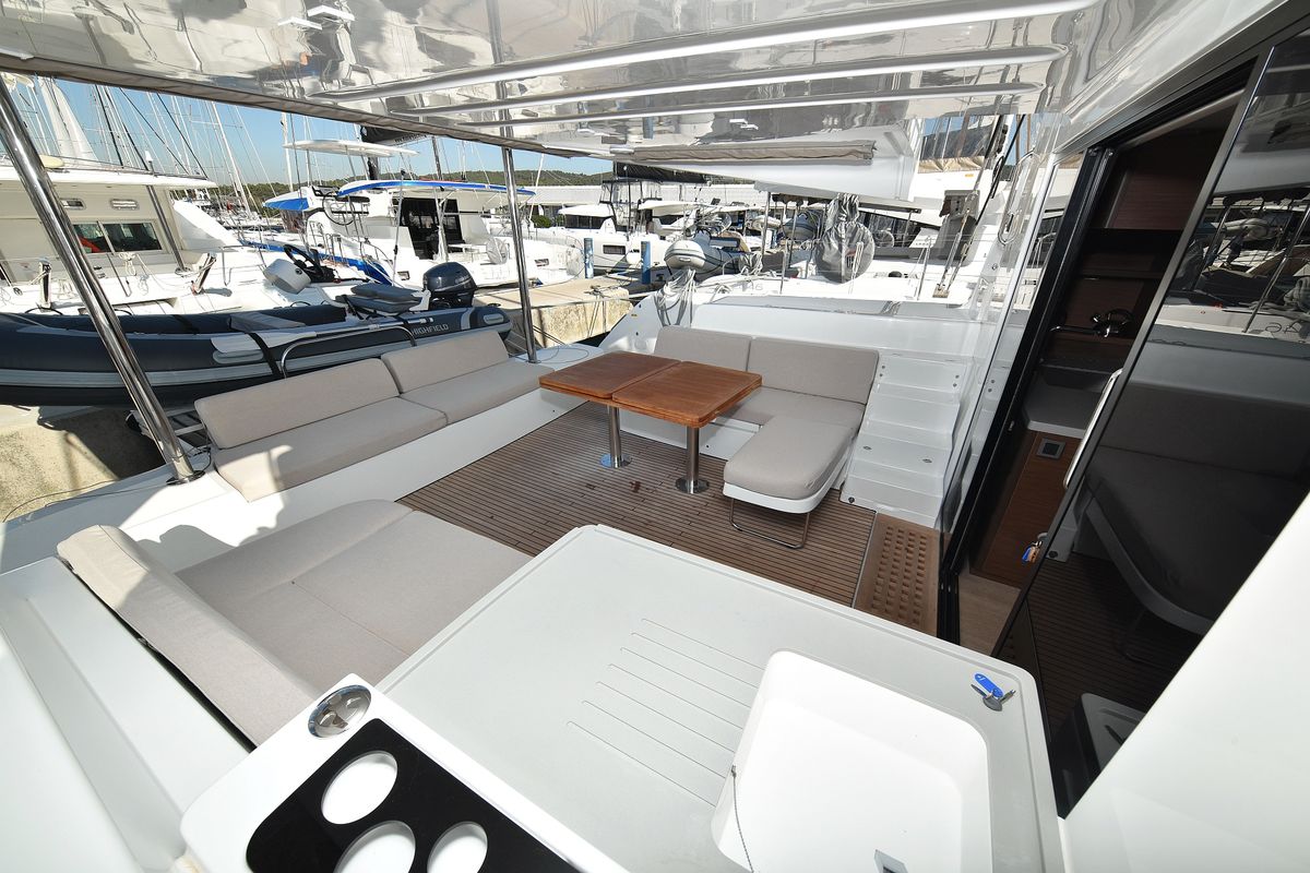 Deck of Shadow, a Lagoon 50 catamaran at Općina Sukošan, Croatia