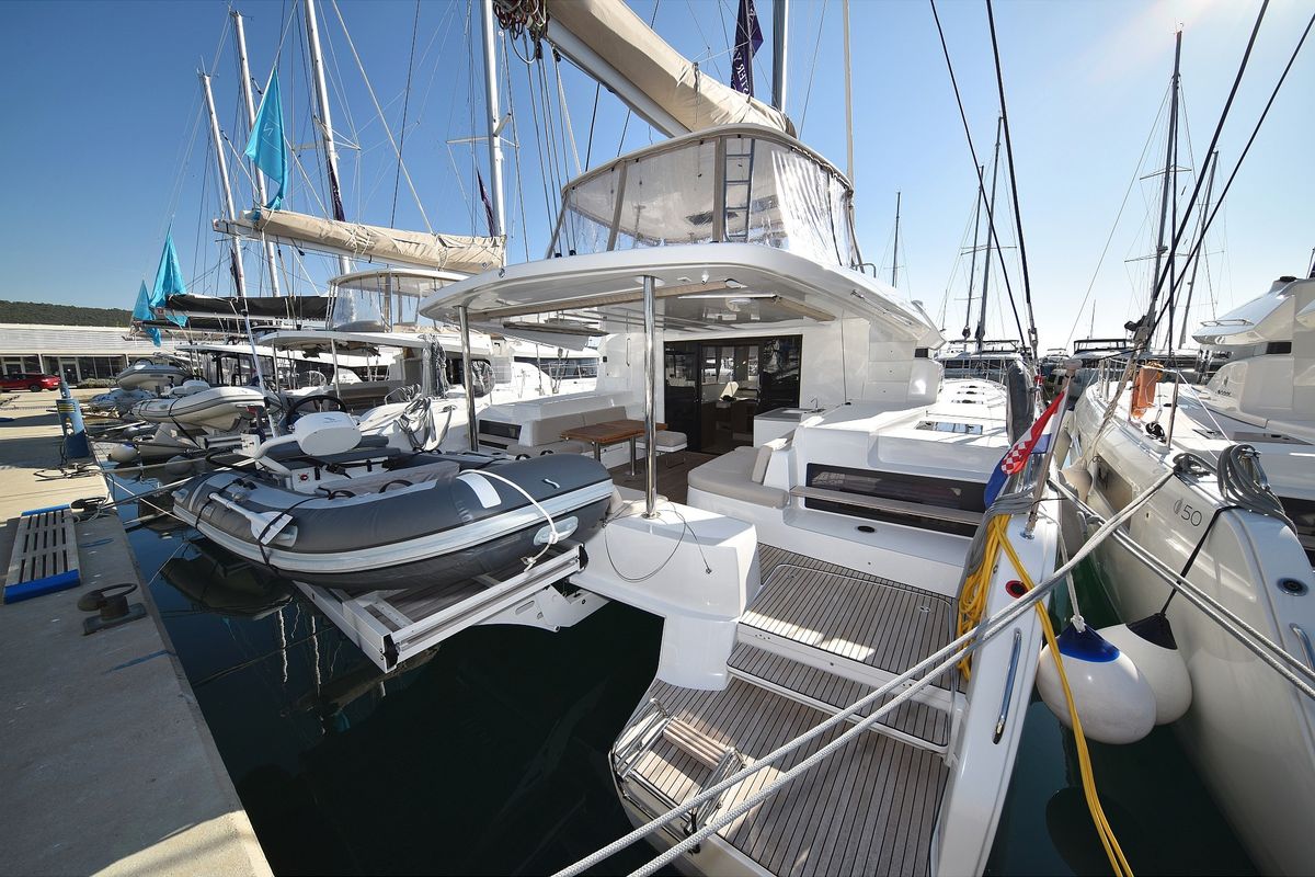 Exterior view of Shadow, a Lagoon 50 catamaran at Općina Sukošan, Croatia