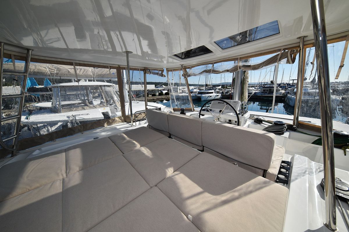 Deck of Shadow, a Lagoon 50 catamaran at Općina Sukošan, Croatia