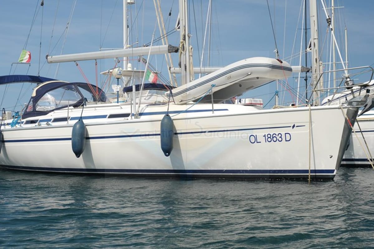 Exterior view of Tommy, a Bavaria 38 sailboat at Olbia, Italy