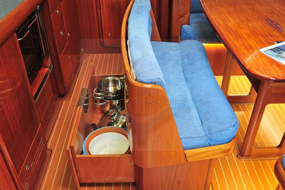 Salon of Tommy, a Bavaria 38 sailboat at Olbia, Italy