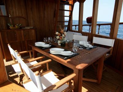 Deck of Stella 1, a Gulet Wooden motor yacht yacht at Malé, Maldives