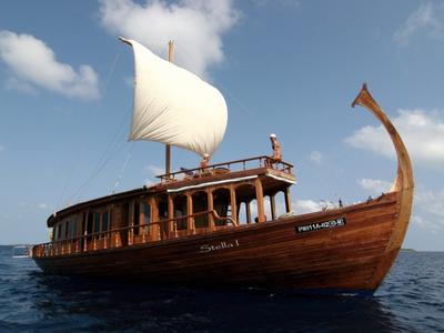 Exterior view of Stella 1, a Gulet Wooden motor yacht yacht at Malé, Maldives