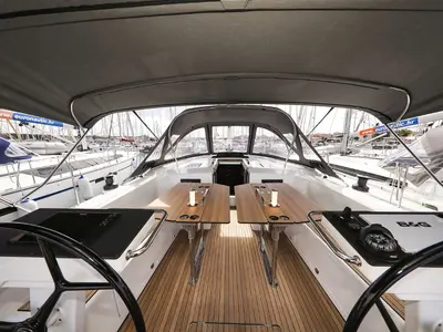 Deck of Lana, a Bavaria C46 sailboat at Grad Biograd na Moru, Croatia