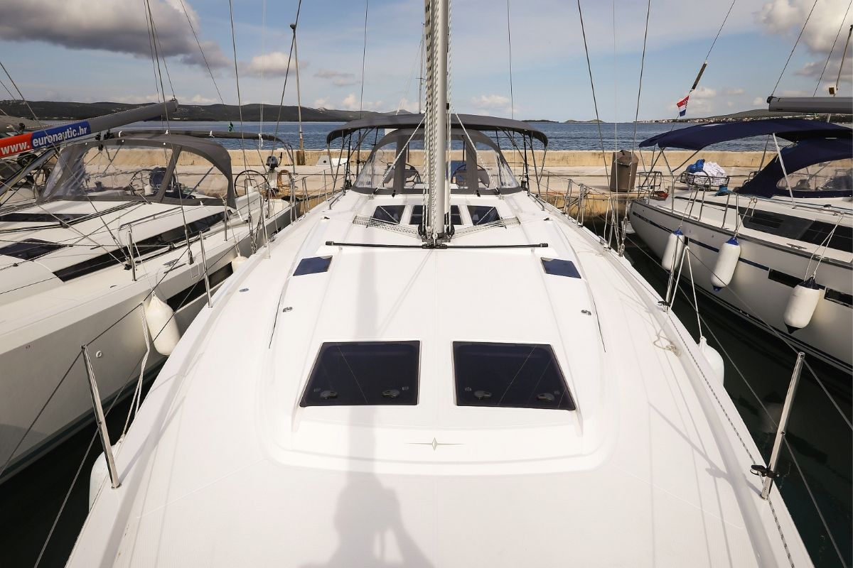 Exterior view of Lana, a Bavaria C46 sailboat at Grad Biograd na Moru, Croatia